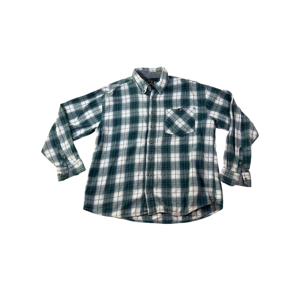 Noble Outfitters Men’s Teal Green Plaid Long Sleeve Button Down Shirt XL